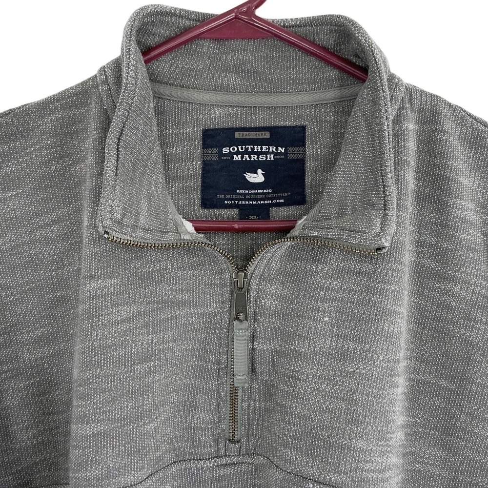 Southern Marsh Men's XL Gray Heather Quarter‎ Zip Pullover Sweater Cotton Blend